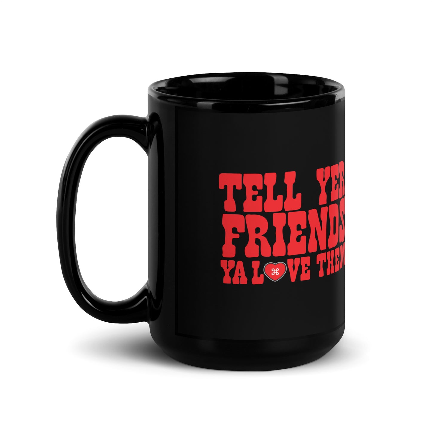 BLUEBIRD X RISKY LIVERS FRIENDS BLACK GLOSSY MUG